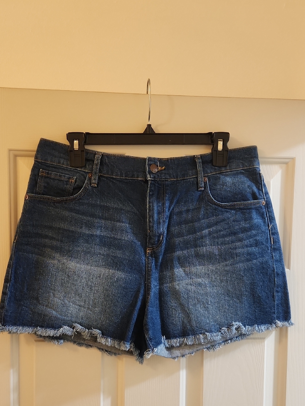 LOFT Dark Blue Denim Frayed Hem Shorts